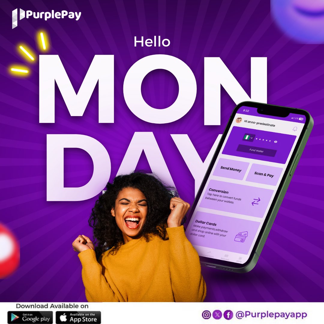 Purplepay_app's tweet image. New week, new goals.
Grow 
Win
Repeat 😎

With love from Purplepay 💜

#purplepay #purplepayapp #monday