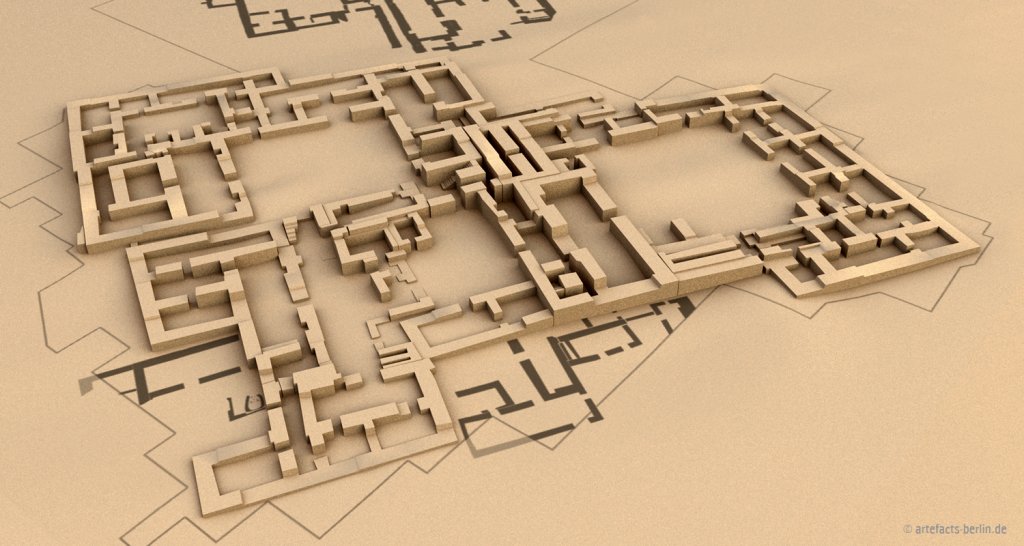 The so-called “Red House” was uncovered at the centre of the lower city of Tell Schech Hamad. It was built and utilised during the Neo-Babylonian Period (626–539 BCE), and destroyed by fire.   We created a 3D model of the re-plastered remains. 

🔗 artefacts-berlin.de/portfolio-item…