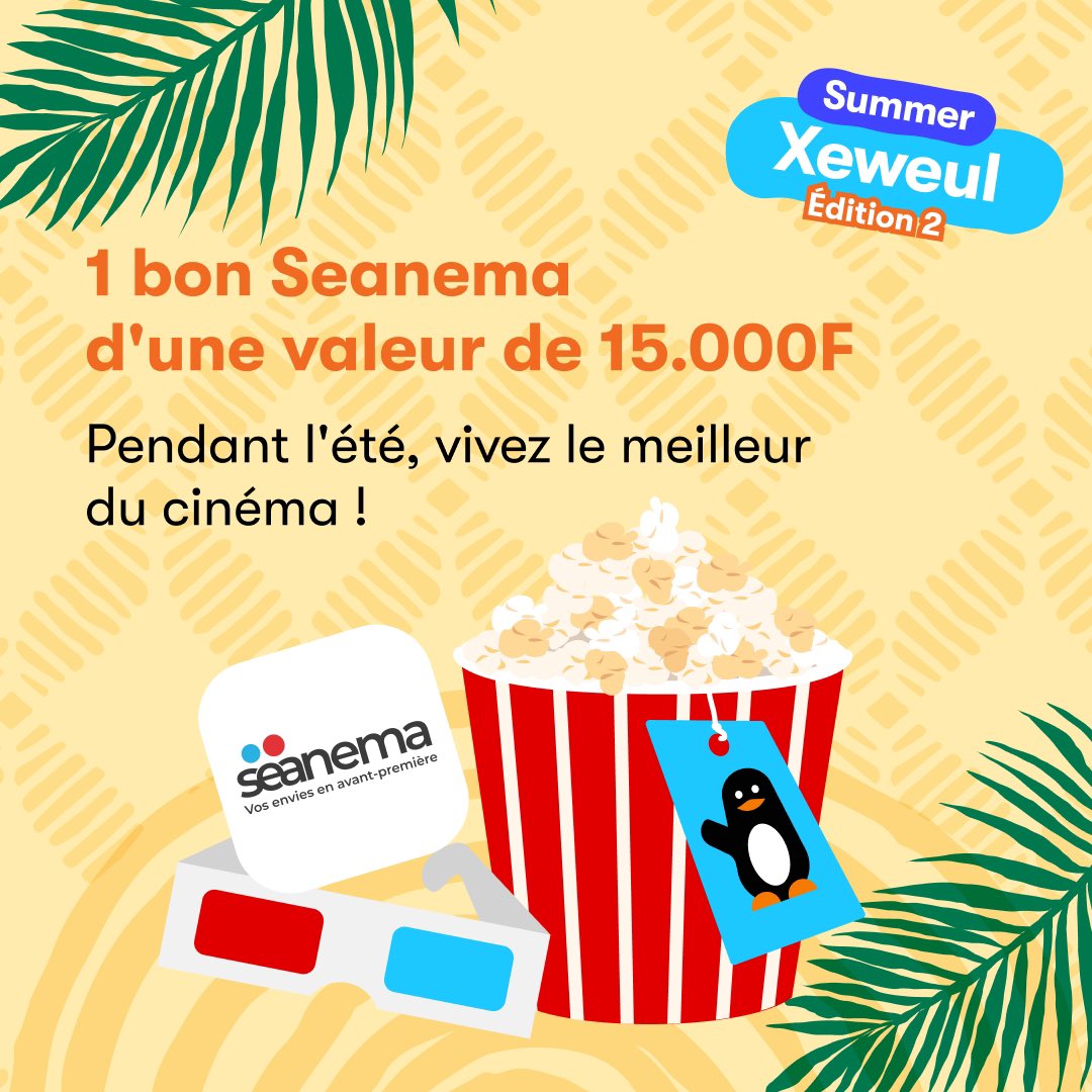 WaveSenegal's tweet photo. Summer Xeweul édition 2 🤩.
Pour cette semaine, Wave vous offre 1 bon Seanema d'une valeur de 15.000 Fcfa à utiliser à 2.
Pour participer, il faut:
- être abonné aux comptes de Wave et @SeanemaSeaplaza,
- tagger 2 amis en commentaire,
- retweeter le post 🥳.

#Waveko #Boubakhbi https://t.co/9aSTNBazv8