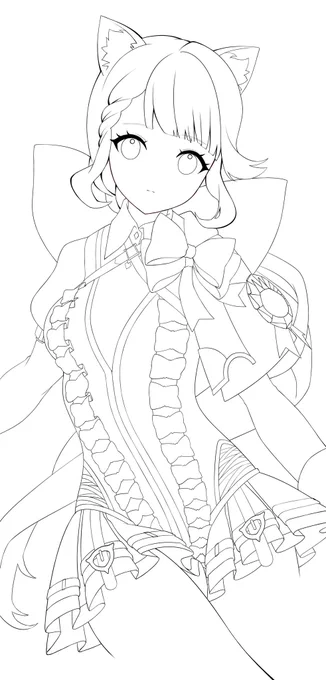 本当に手で描いたかとのご質問があったので、念のため線画と適当にレイヤーを非表示にした画像を置いておきます! 