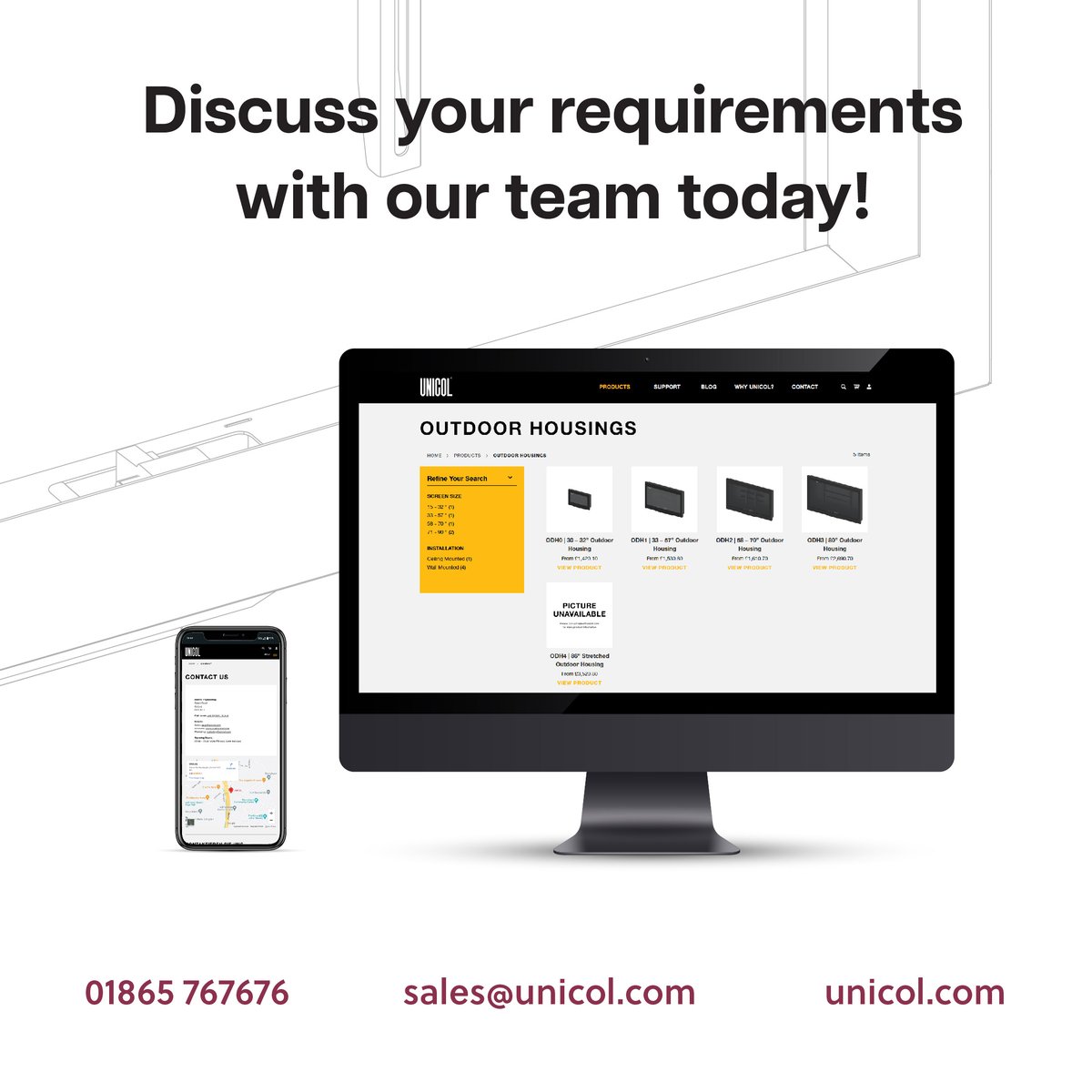 Outdoor housings that are lightweight, temperature controlled, and dedicated to your choice of screen.

Suitable for all UK climates - even impromptu heatwaves! ☀️

Download the brochure here; 
Priced (£) -  bit.ly/3BLi9cJ
Unpriced – bit.ly/3DWnC3b