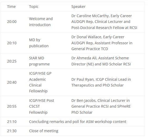 Academic_GP_Irl's tweet photo. Announcing the 2023 Early Career Webinar! 
12th October 8pm
https://t.co/S5yWAW54OE
#BeaGP @ICGPnews @GpTrainees @thegpclub_ @RCGP_RoI @RCSI_GP @UCC_GP @ucdgpgroup  @donalwallace @nigelhart @ULGPIG @nuiggpsociety @tcdgpsoc @drahmedaali @BenJacobGP @SPHeREprogramme https://t.co/8ZpJs98Pu1