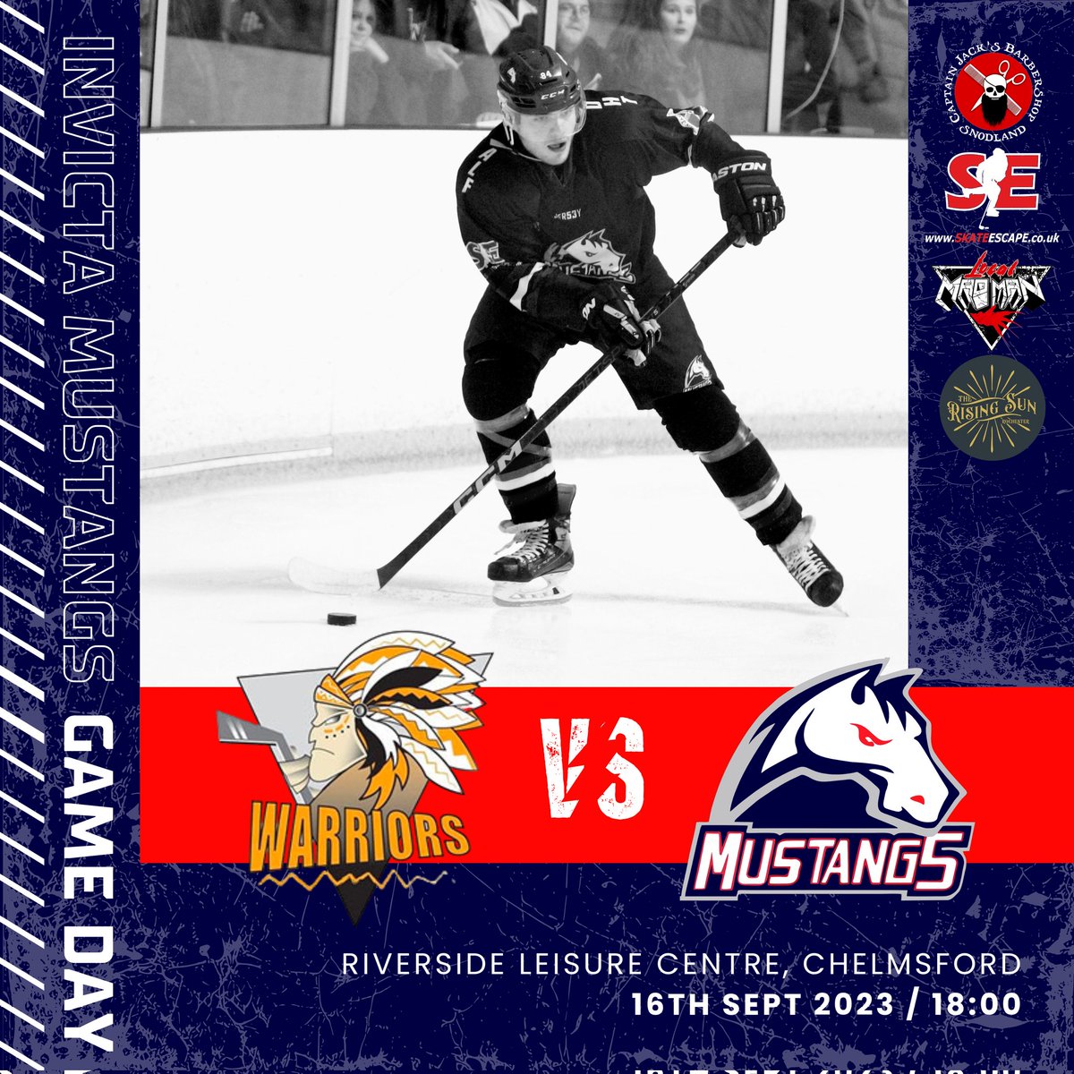 Mustang's are away to <a href="/WarriorsIHC/">Chelmsford Warriors</a> this Saturday 16th September, face-off 6pm at the Riverside leisure centre.
Let's get the season going!!!
#Mustangsarmy
