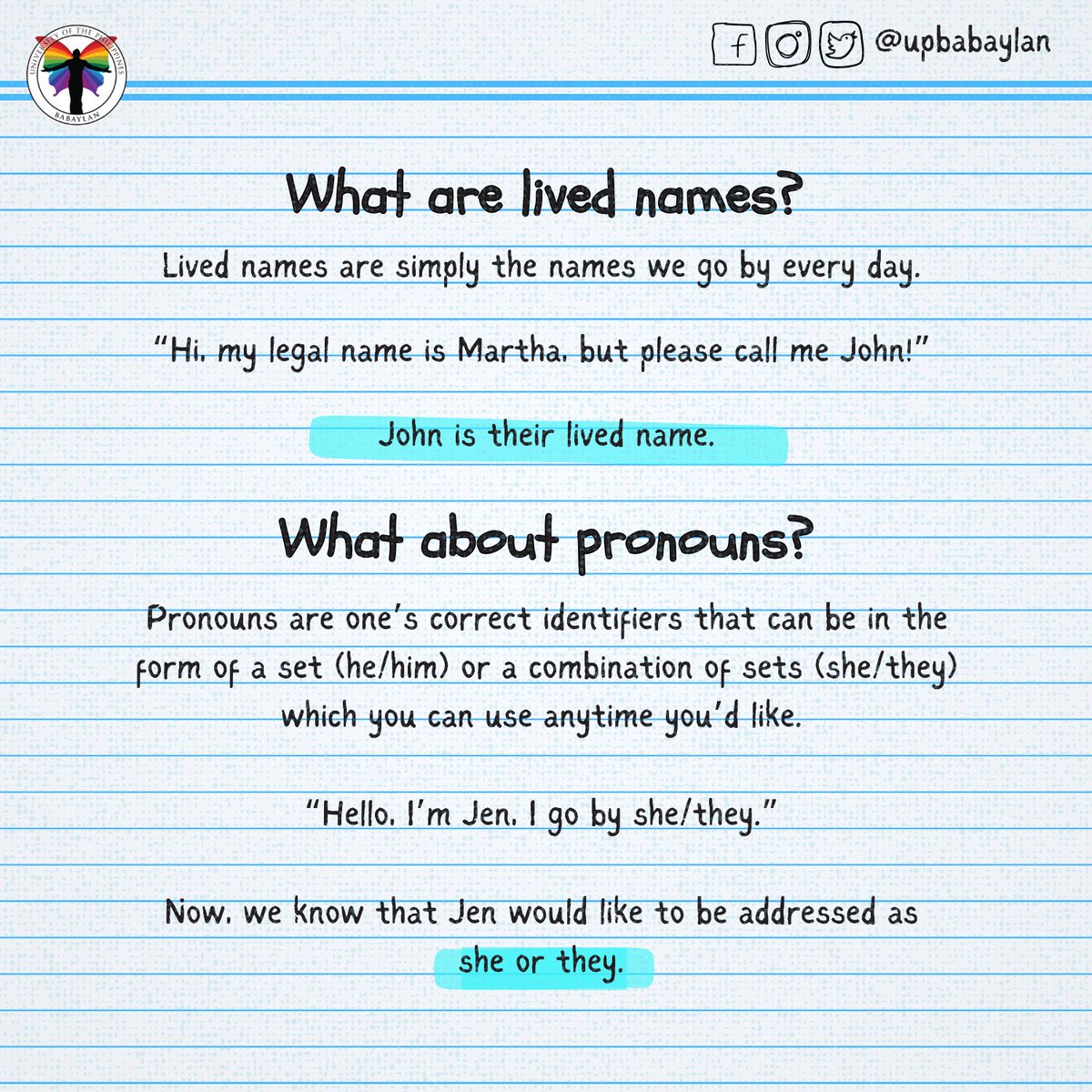 upbabaylan's tweet photo. Tomorrow is the start of classes! Have you updated your CRS Profile?
Lived names and preferred pronouns are now included in all class-related lists via CRS! Here is a quick guide on how to use its lived name and preferred pronouns feature.
#EqualityNow
#SafeSpacesNow https://t.co/36fYmFfBzx
