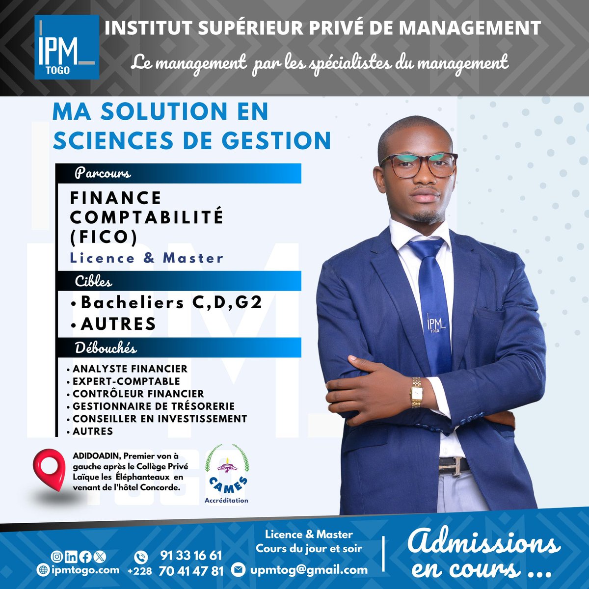 ipm_Togo's tweet photo. Bonjour 👋🏾
🎓Cette semaine encore, nous poursuivons notre série sur les filières avec la #finance #comptabilité (FICO).
Passez une agréable semaine 🫶🏾
https://t.co/SAQATCM16K
#ipmtogo https://t.co/veYty7tmCX