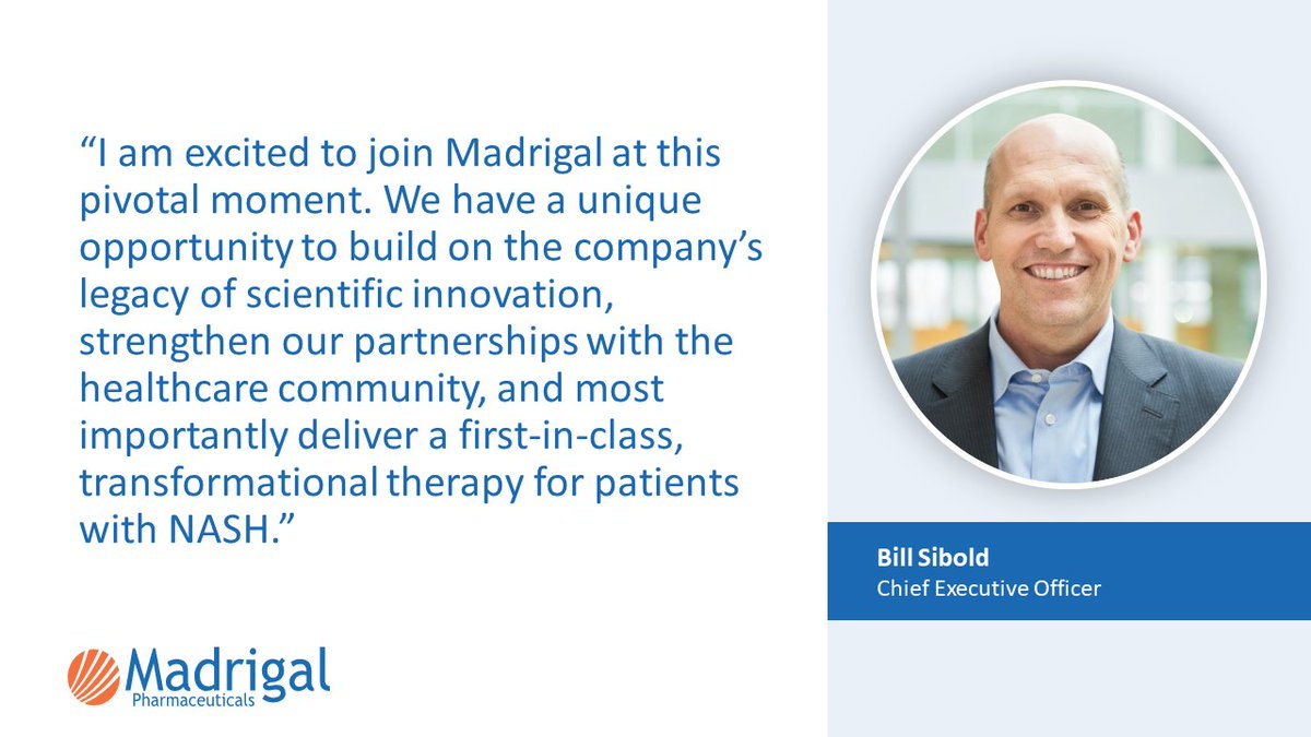 Madrigal announced today that Bill Sibold has been appointed Chief Executive Officer, succeeding Dr. Paul Friedman, who will continue to serve on Madrigal’s Board of Directors. Welcome to the team Bill! Read our press release here: ir.madrigalpharma.com/news-releases/…