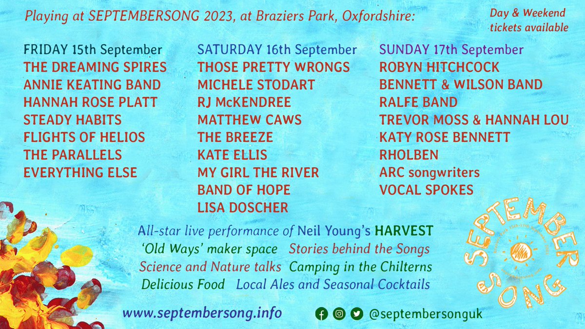 Early bird tickets sold out, rooms @BraziersPark sold out! Day & Weekend tickets still available though 😎and tonight is the LAST CHANCE to book a lush Bell Tent from @bells_beautiful, all on our ticket page (link in bio). Artist day splits here: