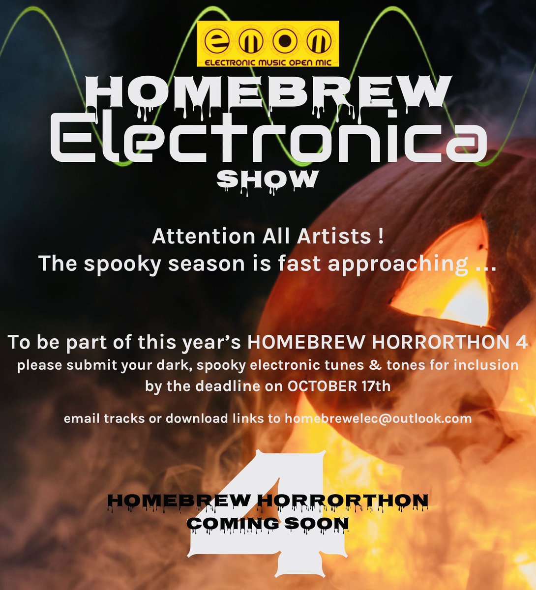 A few exciting things to share with you this week , kicking off with this …. The return of the Homebrew Horrorthon 🎃 👻😁 The much loved electronic horror music fest returns for the 4th year ! There’s a strict deadline this time. Don’t be left out, submit your spooky stuff asap