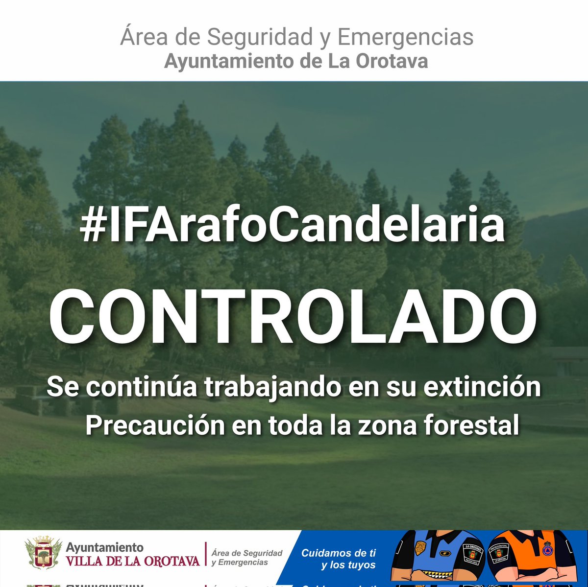 #CabildodeTenerife da por 𝗖𝗢𝗡𝗧𝗥𝗢𝗟𝗔𝗗𝗢 𝗲𝗹 #𝗜𝗙𝗔𝗿𝗮𝗳𝗼𝗖𝗮𝗻𝗱𝗲𝗹𝗮𝗿𝗶𝗮 Se mantiene la 𝗽𝗿𝗼𝗵𝗶𝗯𝗶𝗰𝗶ó𝗻 𝗱𝗲𝗹 𝘂𝘀𝗼 𝗱𝗲𝗹 𝗳𝘂𝗲𝗴𝗼  dentro de la Corona Forestal de los municipios afectados por el incendio. Más info ⬇️
diariodetenerife.info/cabildo-contro…
