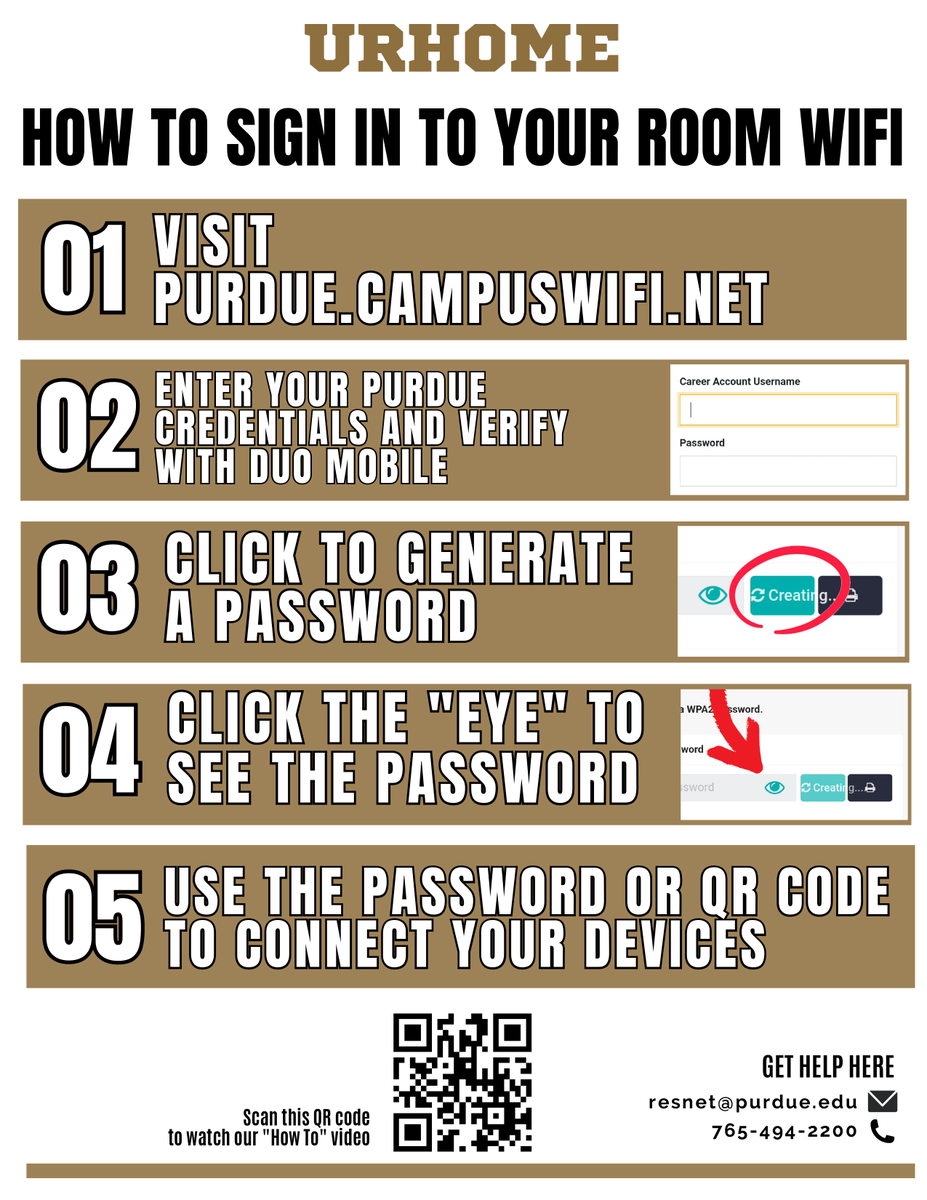 Hey Boilermakers, stay connected by following these easy steps to access your room wifi!

#purdue #wifi #reslife #campuslife