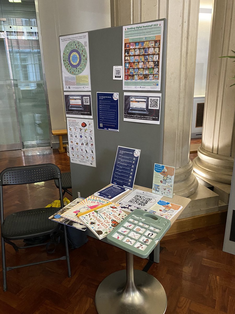 CALLScotland's tweet photo. Kirsteen and Claire are set for a full day at #CN2023conf  
Every day is a learning day! Come and visit us in the exhibition hall, where we are sharing our iOS app wheel and @Bookbug_SBT symbolised book resources. https://t.co/V0ThRWVRua