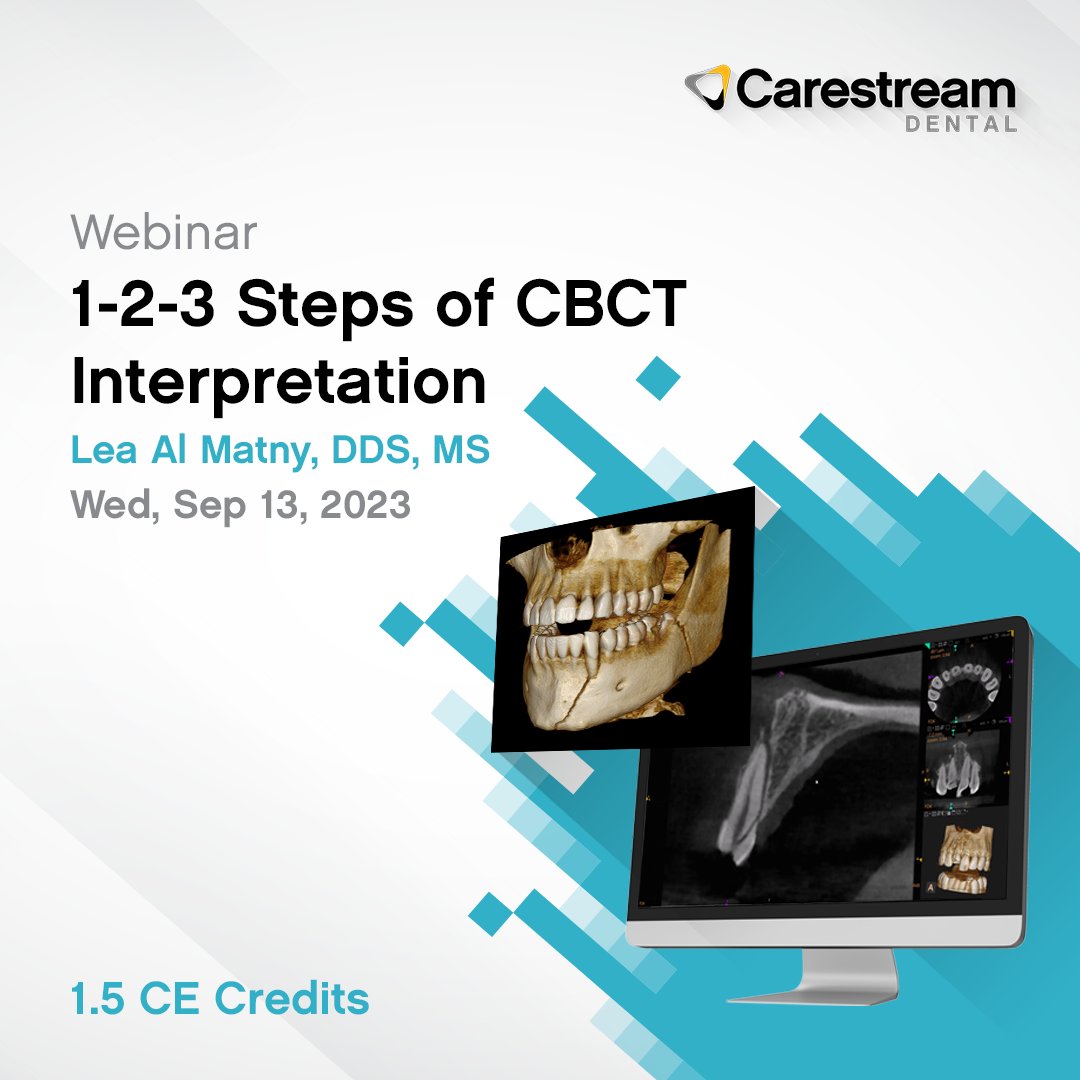 Join us for a free webinar and earn 1.5 CE credits. Learn how to efficiently manipulate CBCT scans and use different views in every scope of practice for implant planning, endodontic evaluation, and surgical extractions. ow.ly/ShNc50PJ0ts