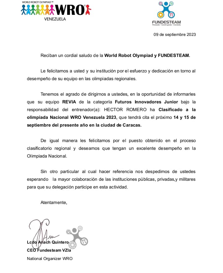 Buenas noticias para el estado Aragua.

En las olimpiadas Regionales de Robótica, la delegación del estado ARAGUA Clasificó a las Nacionales. Rumbo A Panamá. 
#ConMaduroMásGestión 
<a href="/NicolasMaduro/">Nicolás Maduro</a> 
<a href="/_LaAvanzadora/">Yelitze Santaella</a> 
@MPPEDUCACION 
<a href="/CDCEAragua/">CDCE ARAGUA</a> 
<a href="/Gabrielasjr/">Gabriela Jiménez</a>