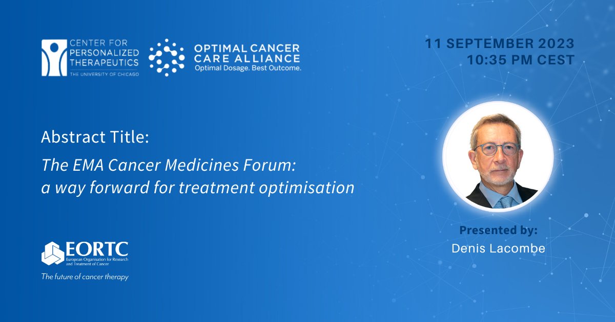 Today at 10:35 PM CEST, Our CEO, Dr. Denis Lacombe, will discuss the EMA #CancerMedicinesForum at the 3rd Optimal Cancer Care Alliance Virtual Meeting.

👉optimalcancercare.org

@OCCA_Cancer @UChicago #CancerResearch #ClinicalTrials #Oncology