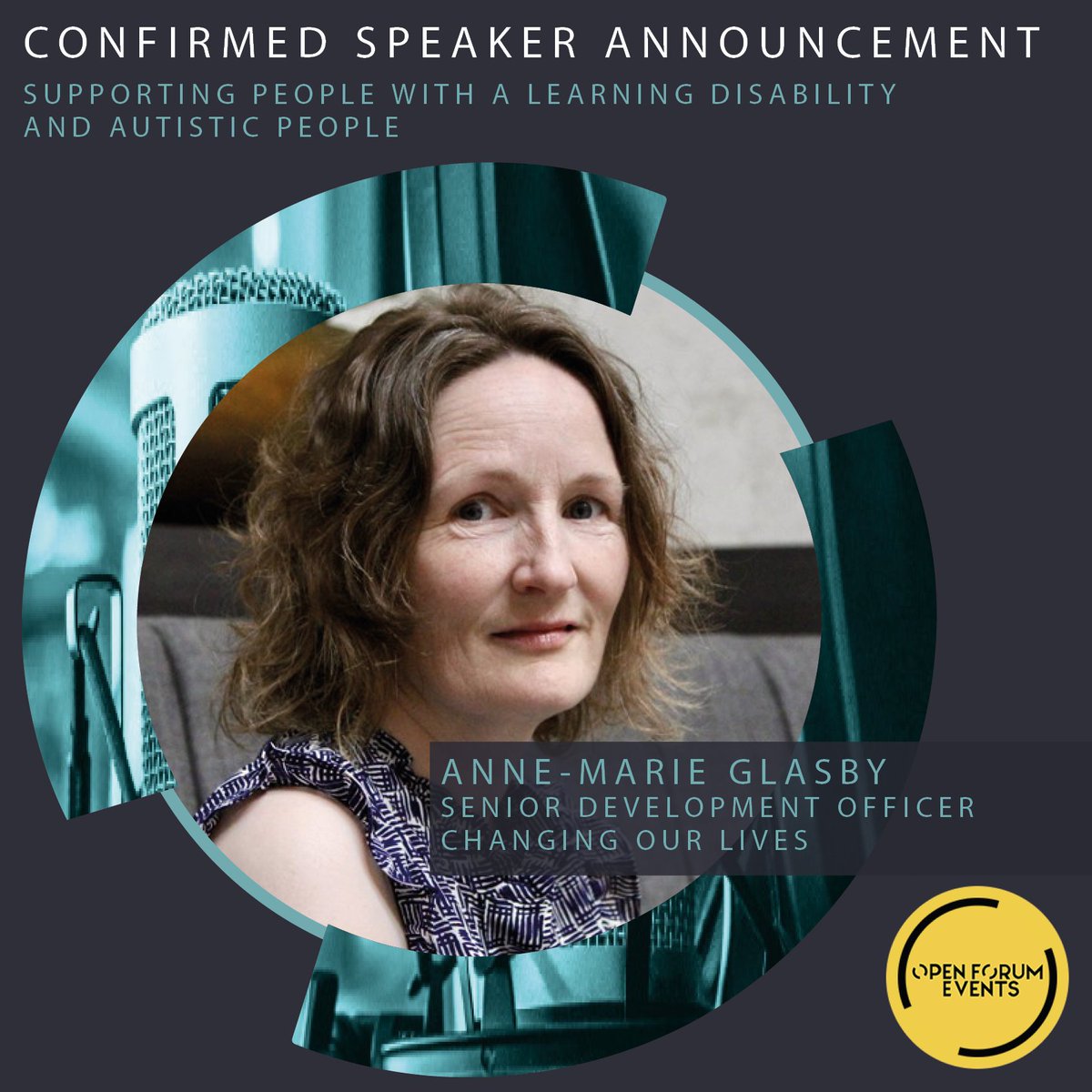 Confirmed speaker announcement for the Supporting People With a Learning Disability and Autistic People conference @AnneMarieGlasby from @Positive_Lives will be speaking at 9:50am view this event and speaker bios at: shorturl.at/ceFIO