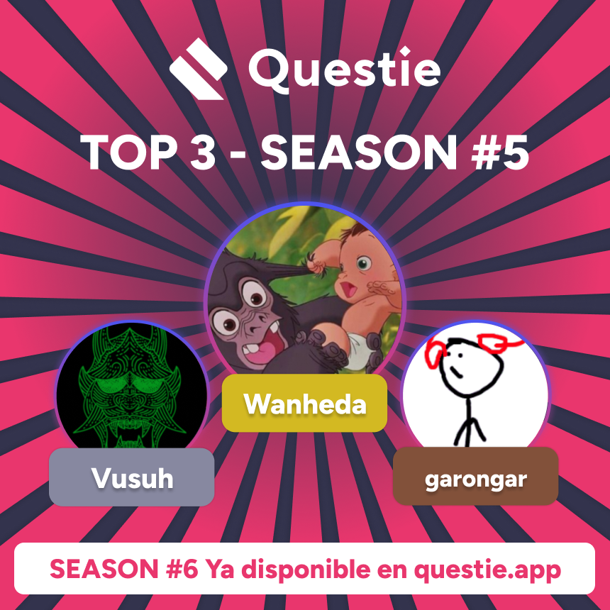 JoinQuestie's tweet photo. 👉ACABA LA 5a TEMPORADA EN LA COMUNIDAD DE QUESTIE 🔥🔥🔥

Estos son LOS MEJORES Questers 😎😎

🥇@_Ann_20
🥈 @JuanMq97 
🥉@Garongar2002

Que por supuesto serán RECOMPENSADOS 🎁, junto con los 17 siguientes en el ranking 😏🏆

Entra y hazte con todos! (Los premios)❤️🎊 https://t.co/p1nWJLr8bm
