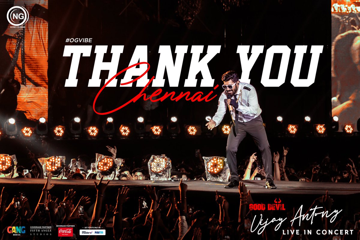vijayantony's tweet photo. #THANKYOU #CHENNAI
You guys set the venue on
#OgVibe 🔥
#GoodDevil 

@noiseandgrains
@karya2000 @itisveer
#vijayantony #noiseandgrains https://t.co/YRjNm0mgit