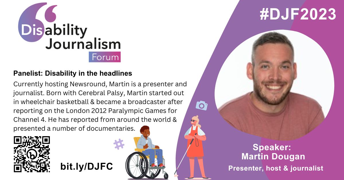 🗲 <a href="/BBCNewsround/">BBC Newsround</a> presenter &amp; journalist <a href="/Martidougan2012/">Martin Dougan</a> will be a panelist discussing "Disability In The Headlines" at the Disability Journalism Forum Conference.

Join us at #DJF2023 free &amp; online on 20 Sep: bit.ly/DJFC

With <a href="/DisJournoForum/">Disability Journalism Forum</a>, <a href="/NewsUK/">News UK</a> &amp; <a href="/BBC_Ability/">BBC Ability</a>.
