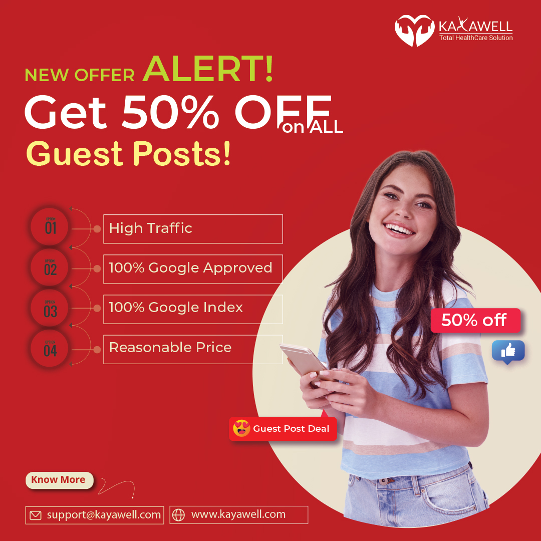 KayaWellHealth's tweet image. Looking to boost your website traffic and  reach a new audience? Take advantage of our 50% OFF offer on guest  posts! This is a limited-time offer, so don&apos;t miss out!

Visit: bit.ly/3J5b7Vj
Email: support@kayawell.com
Contact: 083066 95772 

#guestposts #kayawell