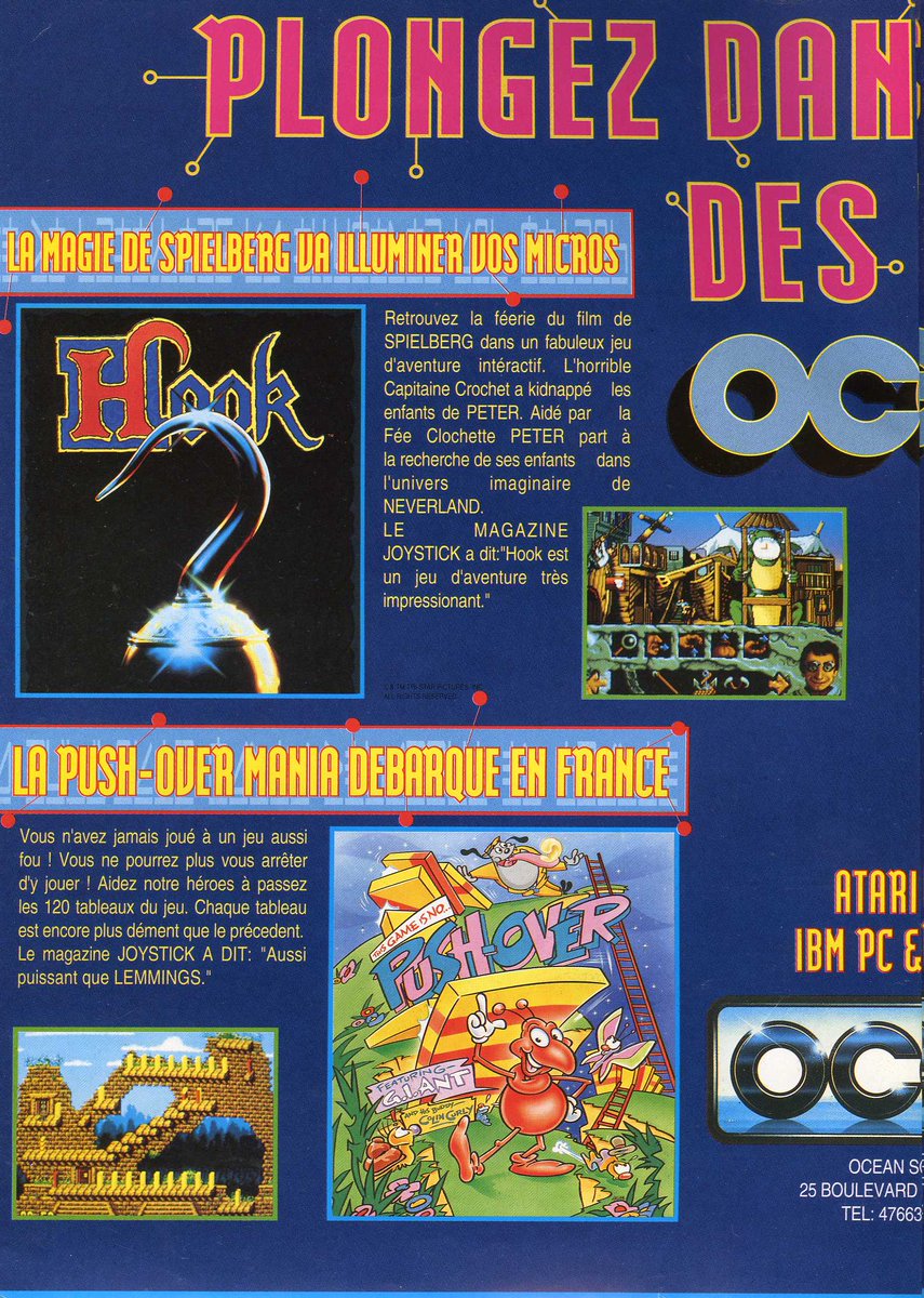 AllmightoFranky's tweet photo. La pub dans les mags JV des #80s #90s,pubs prises dans un mag #Joystick!Encore full #OCEAN,double-page avec #Hook,#PushOver,#SimAnt et #Epic,puis #ATrain et #Wizkid!! #retro #micro #retrogaming #oldschool #culturepub https://t.co/2A3kfoUWD1