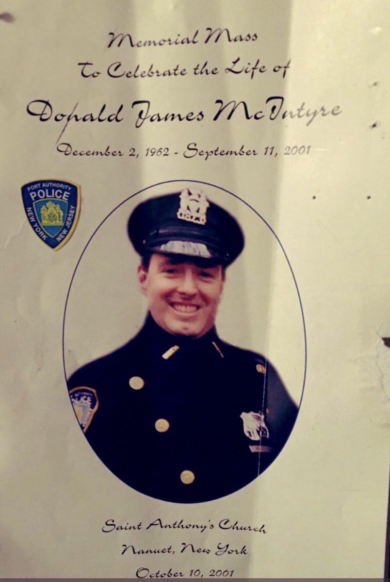 CHIEFGILBERT1's tweet photo. Port Authority Police @PAPD911 Officer Donald McIntyre was one of 37 PAPD officers killed on 9/11. I was honored to go to NYC after the attacks & attended his funeral in Nanuet, NY on Oct. 10, 2001. A True American Hero! #NeverForget911 #911Anniversary #Hero #WTC #PAPD37 https://t.co/dJTHPDXegR