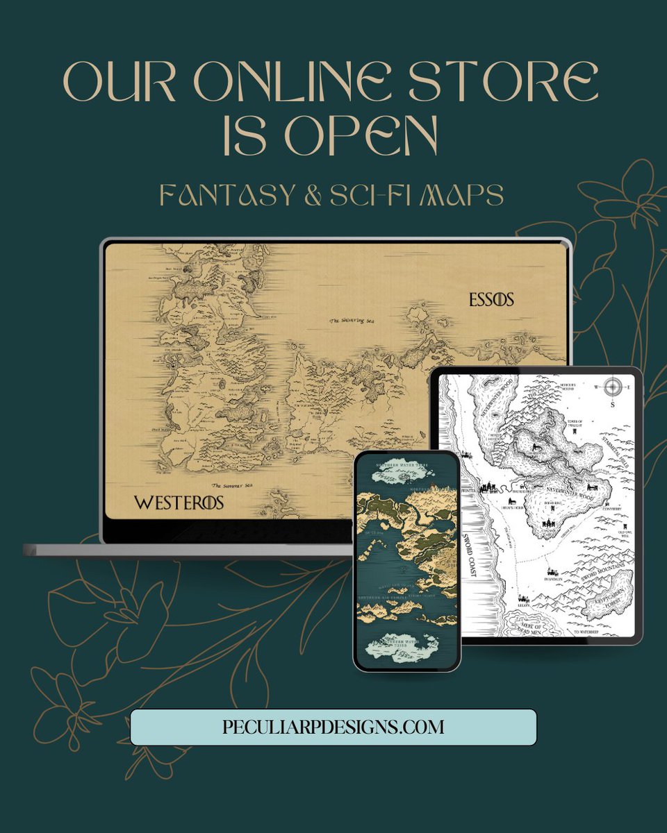 Have you had a chance to check out my new online store yet? D&D character sheets, maps from books, video games, and the real world.

Check out what's in the shop: peculiarpdesigns.com 

#fantasymaps #mapdrawing #cartography #got #swordcoast #atla