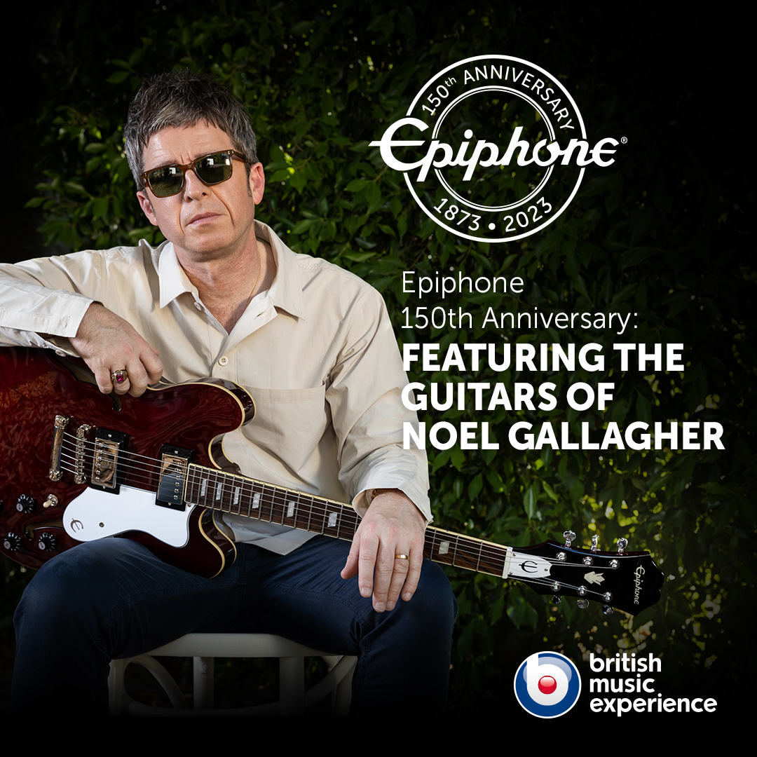 Our new exhibition Epiphone 150th Anniversary: Featuring the Guitars of Noel Gallagher charts the history of the iconic Epiphone brand through guitars of one of its most loyal artists @NoelGallagher. The exhibition runs from 27/9 - 14/1 🎸 #Epiphone #ForEveryStage #Epiphone150
