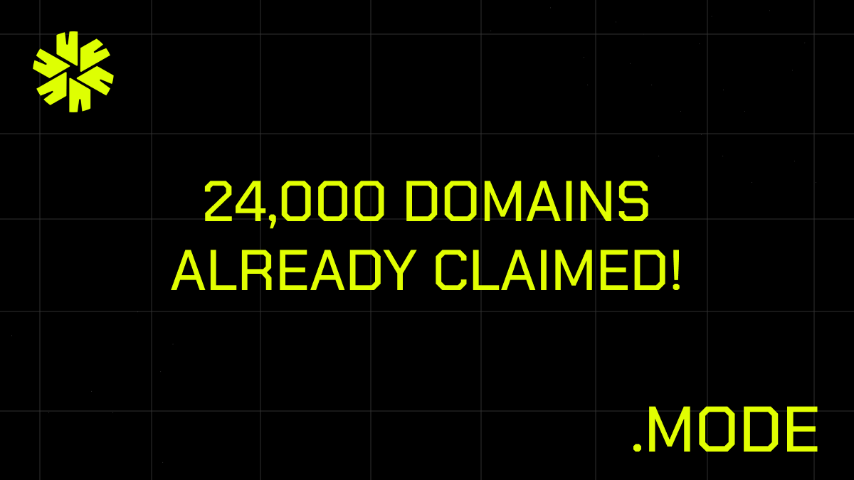 Mode_Domains's tweet photo. More than 24,000 domains claimed!
What are you waiting for? Claim your unique name today!
#ModeDomains #Web3 #Mode @modenetwork @Galxe https://t.co/3VBL1ApWs2