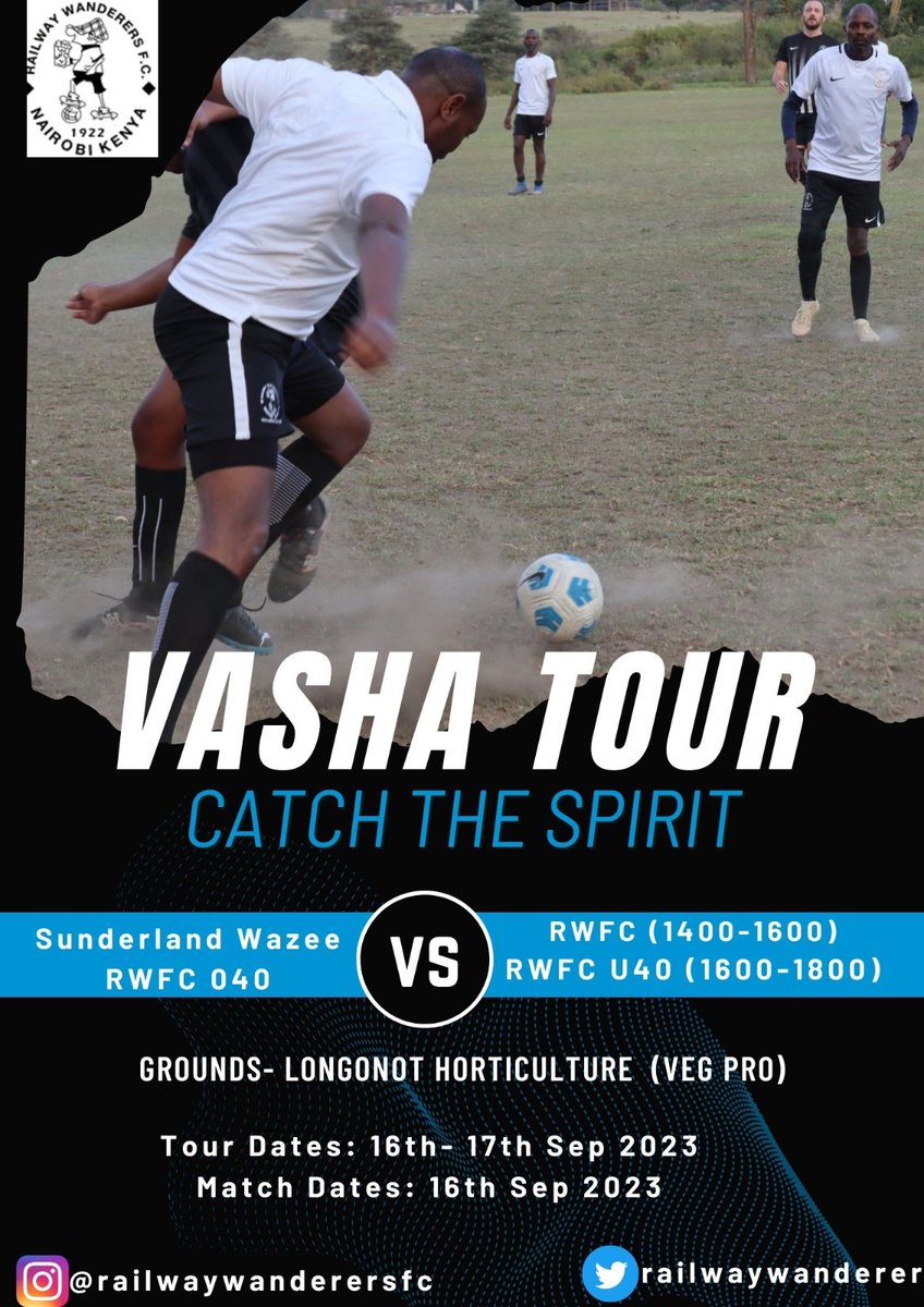 All roads lead to Naivasha this Saturday. Are y'all ready? 

See you there!

#football 
#footballfamily 
#railwayswanderersfc 
#footballtours