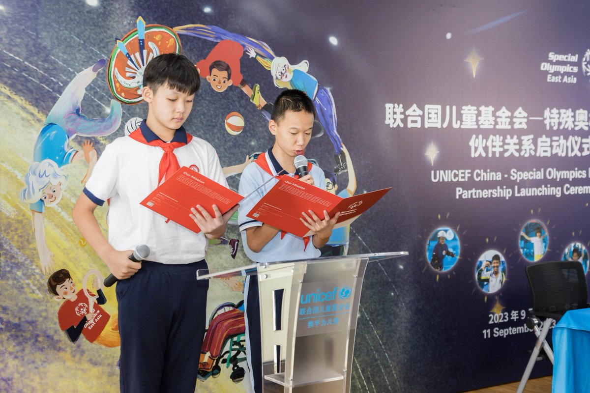 Today, <a href="/UNICEF/">UNICEF</a> China &amp; Special Olympics <a href="/SOEastAsia/">Special Olympics East Asia</a> launched a partnership to amplify the voice of #children with #disabilities for social inclusion in #China. Together, we are committed to realizing equal rights for children with disabilities.
#ForEveryChild
#LeaveNoOneBehind
