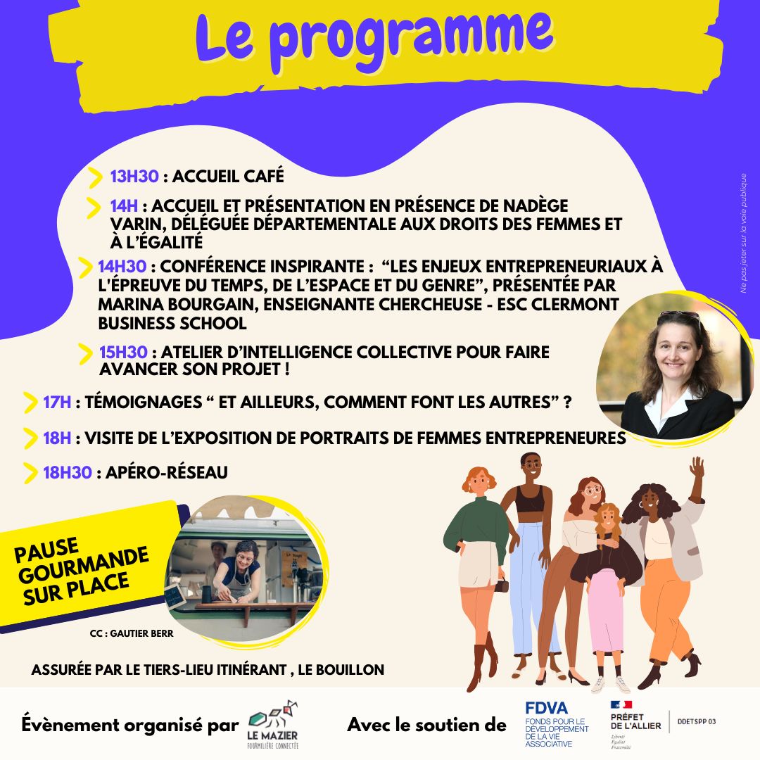 ✨ Les Mazes, Le programme de l'évènement !

Mardi 26 septembre, à 13h30 au château Bignon de Bourbon l'Archambault ! 

#événement #entreprendre #entrepreneuse #allier #tierslieu #rural