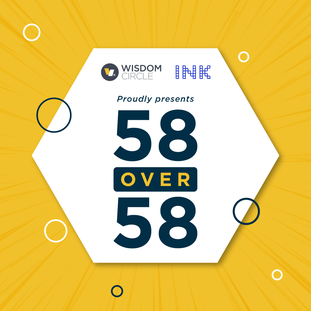 inktalks's tweet photo. Introducing 58 Over 58, a collaborative endeavour by WisdomCircle &amp; INK, launching at INK 2023 Futureverse! Join us on Sept 24 at INK 2023 to learn and hear from the 58 Honorees of 2023! Curated by Neeraj Sagar, Founder and CEO, WisdomCircle &amp; Lakshmi Pratury, Founder &amp; CEO, INK. https://t.co/6pAecxNmPF