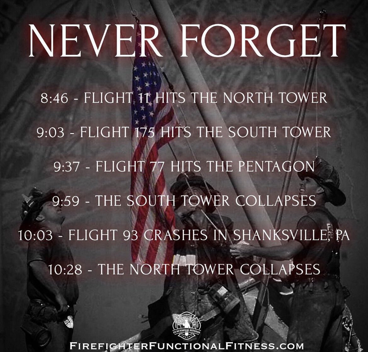 FirefighterFFit's tweet image. NEVER FORGET.

ALWAYS REMEMBER.