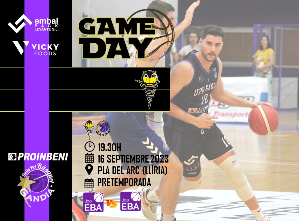 🚨🚨🚨‼️GAME DAY‼️🚨🚨🚨

4º partido de pretemporada ante un gran equipo.😍

▶️ <a href="/CEBLliria/">CEB Llíria</a> 
🆚
▶️ PROINBENI UPB Gandía
🏆 Pretemporada
📍 4º partido
🗓 16/9/2023
⏰ 19:30pm
🏟 Pla del Arc (Llíria)

#UNITSCREIXEM 💜
#PROINBENI 🏗️ #EMBALPACK📦 <a href="/vickyfoods/">Vicky Foods</a>🍞