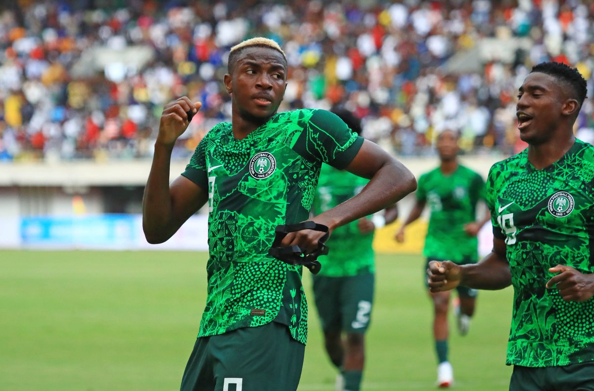 BackpageMedia's tweet photo. Nigeria scored 16 goals in two matches against Sao Tome in their 2023 AFCON Qualifying campaign 😳

📸Justina Aniefiok/BackpagePix  

#AfricaCupofNations #Nigeria #AFCON #Qualifiers #AfricanFootball https://t.co/EjWMpj7MiU