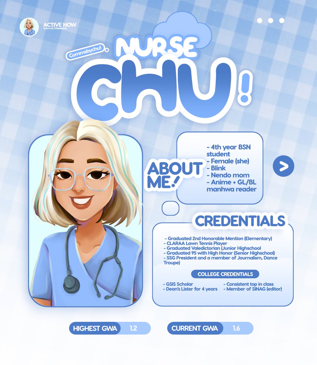 nursechuu's tweet photo. π₯£πβ hello! iβm a 4th year nursing student at your service ! β»
β¦ οΈ giving my fellow medical students a helping hand for their tasks that will make their study interesting ! π€
β feedbacks: #thankschu π¦
⨳ read all infos below, just send me a dm ! ππ» https://t.co/xaM7uaPrkb