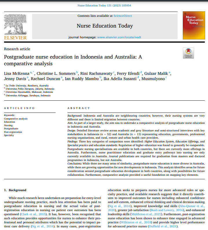 ferryefendi_10's tweet photo. Postgraduate nurse education in Indonesia and Australia: A comparative... https://t.co/yTg8rOkvTR https://t.co/ya3etUlp1k