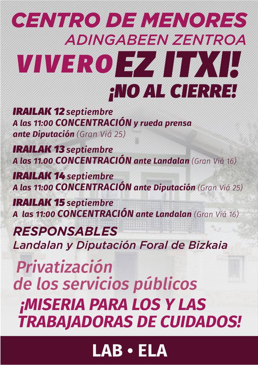 Vivero ez Itxi, LANDALAN - BFA errudunak.‼️

📆Mobilizazio egutegia.

📆Calendario de movilizaciones.

Batu mobilizazioetara