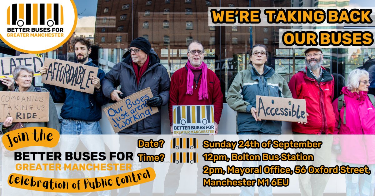 🥳🥳🥳 You made this happen! Thank YOU.

🚍 After 4 decades of private control, <a href="/AndyBurnhamGM/">Andy Burnham</a> is taking our buses back into public control.

🚑 Do you support services that work for people, not profit? Then join our celebration and show MPs it's popular: fb.me/e/31PBvhIQV