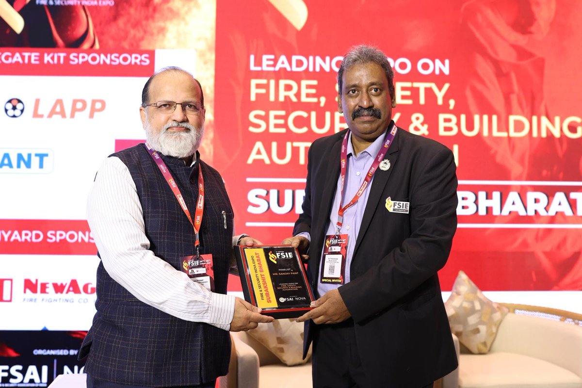 IndianStandards's tweet photo. Shri Sanjay Pant, Deputy Director General (DDG) (Standardisation-II), BIS delivered a keynote address during the Fire &amp; Security India Expo in Mumbai. He emphasised on the topic 'Fire &amp; Life Safety Provisions to be addressed in the Revision of NBC 2016'.(1/2)
#BIS #FireSecurity https://t.co/wFOo4RigVA