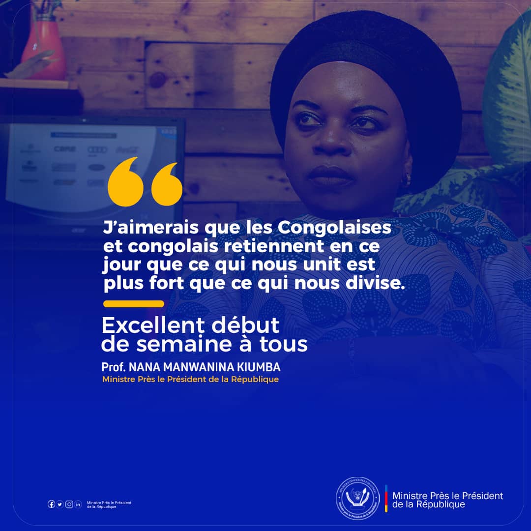 MinPP_Rdc's tweet photo. #RDC | Citation | L'unité congolaise : Au-delà des divisions, une force inébranlable

J'aimerais que les Congolaises et congolais retiennent en ce jour que ce qui nous unit est plus fort que ce qui nous divise.

#MinEtat_NanaManwaninaKiumba

#RDC #Unité #MinPP_RDC https://t.co/relNfaAq0F