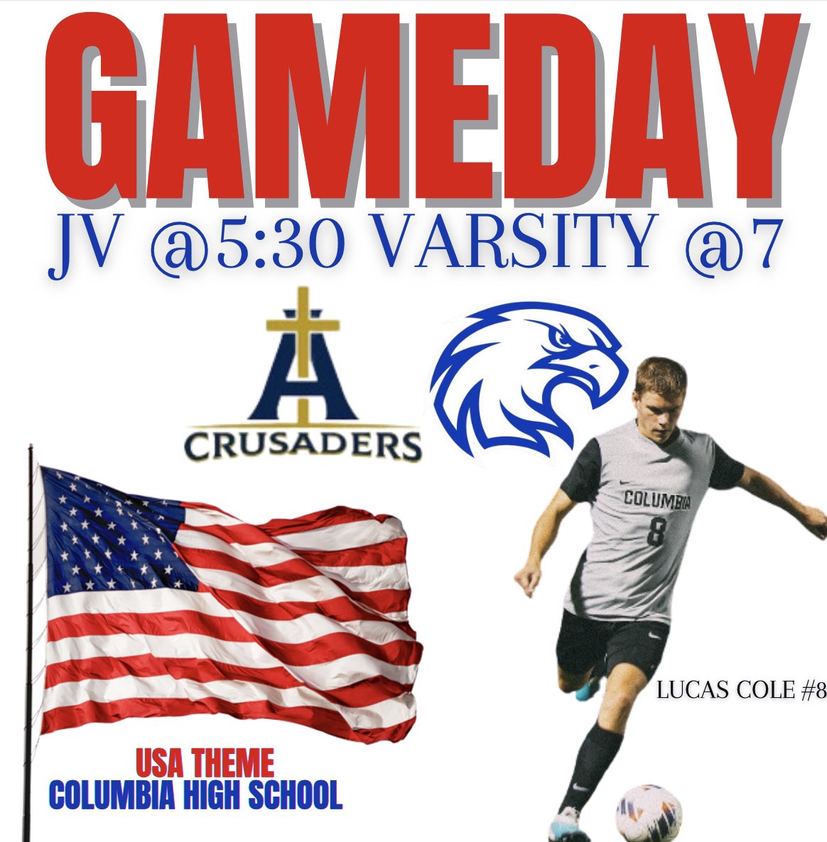A big test in Columbia tonight. USA theme, let’s show up and be loud! #Eagles #USA