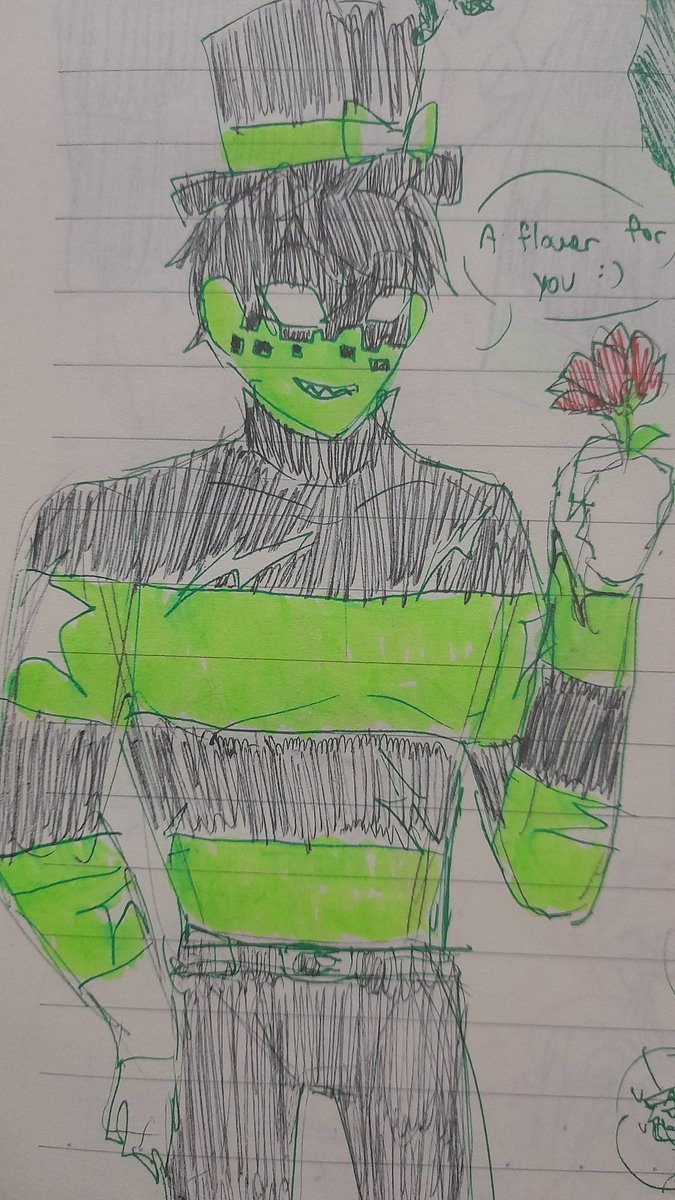 raffinylol's tweet photo. tall green hat guy gives you a flower #thafnine #thaffanart #hacknine https://t.co/95r9MuS8sL