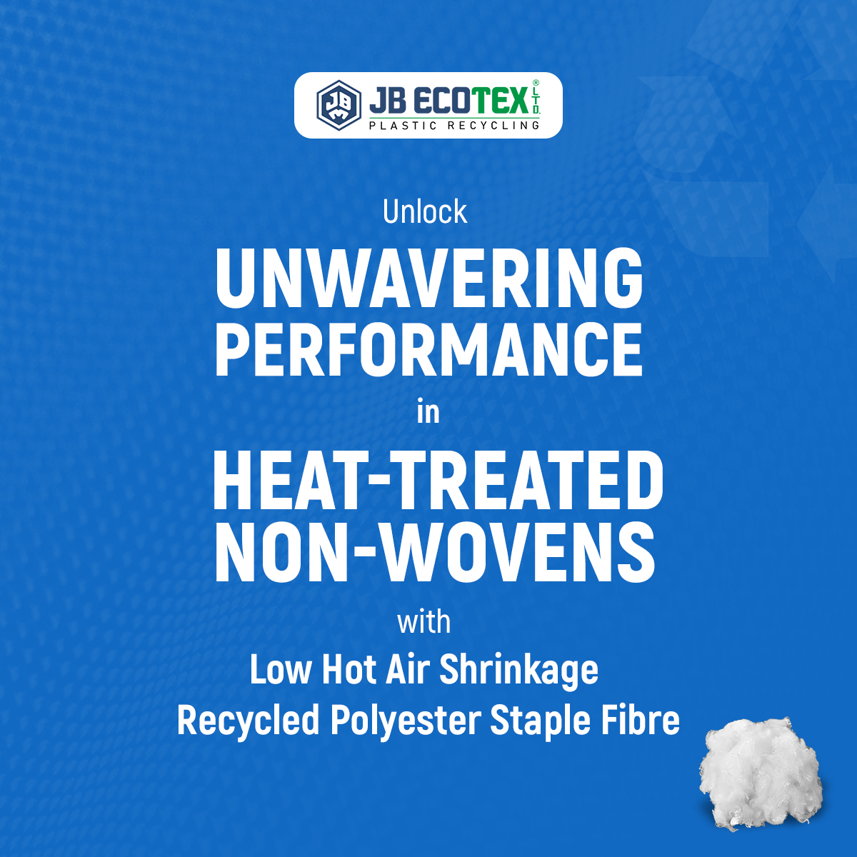jbecotex's tweet image. Unmatched Performance in Heat-Treated Non-Wovens with Low Hot Air Shrinkage Recycled Polyester Staple Fibre!
#RecyclingJourney #IPETFlakes #SustainableTransition #JBEcotex #TomorrowsPossibilities #EcoInnovation #RecycledMaterials #SustainabilityMatters #LowHotAirShrinkageRPSF