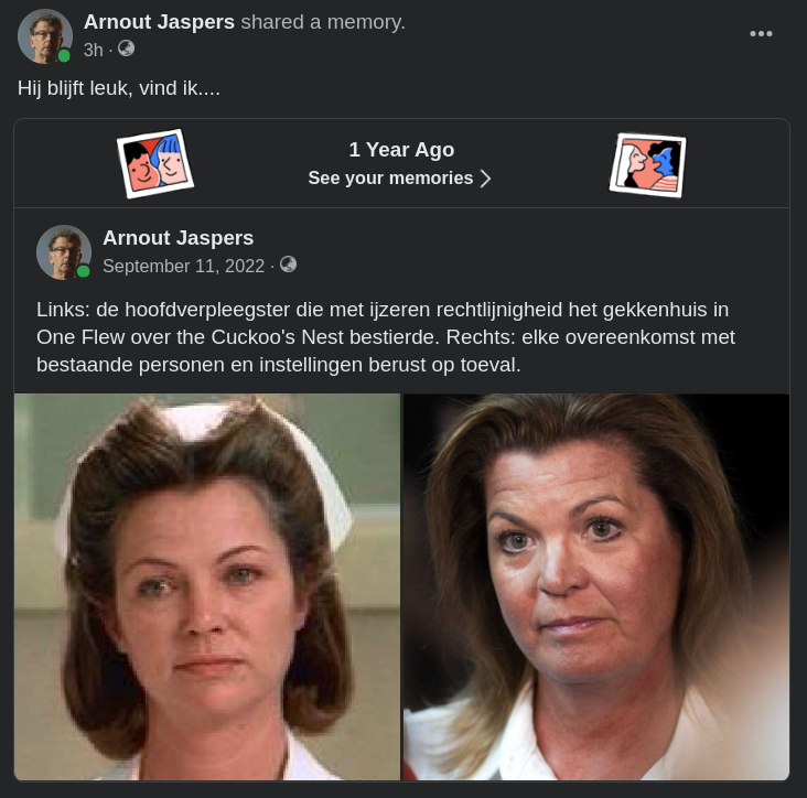 Al eerder op facebook gepost. Blijft leuk, vind ik, vanwege de treffende overeenkomst, niet alleen visueel.