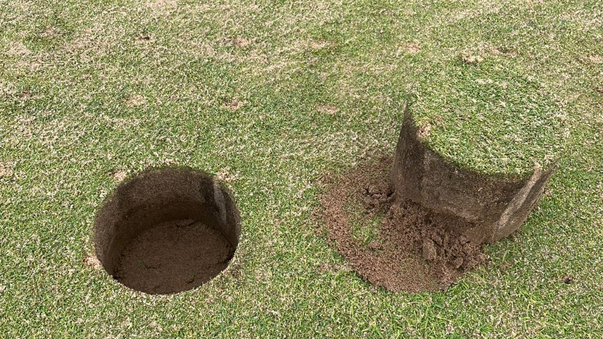 CaldyGolfClub's tweet photo. Huge thanks to @KenSiems Turfgrass Team for his #DryJect service. This machine uses high-speed water injection to #Aerate greens/fill the holes with sand simultaneously, treating the greens with minimal cleanup/damage. We hope to see DryJect on #CaldyGreens again in the future! https://t.co/WG4wa3NS0S