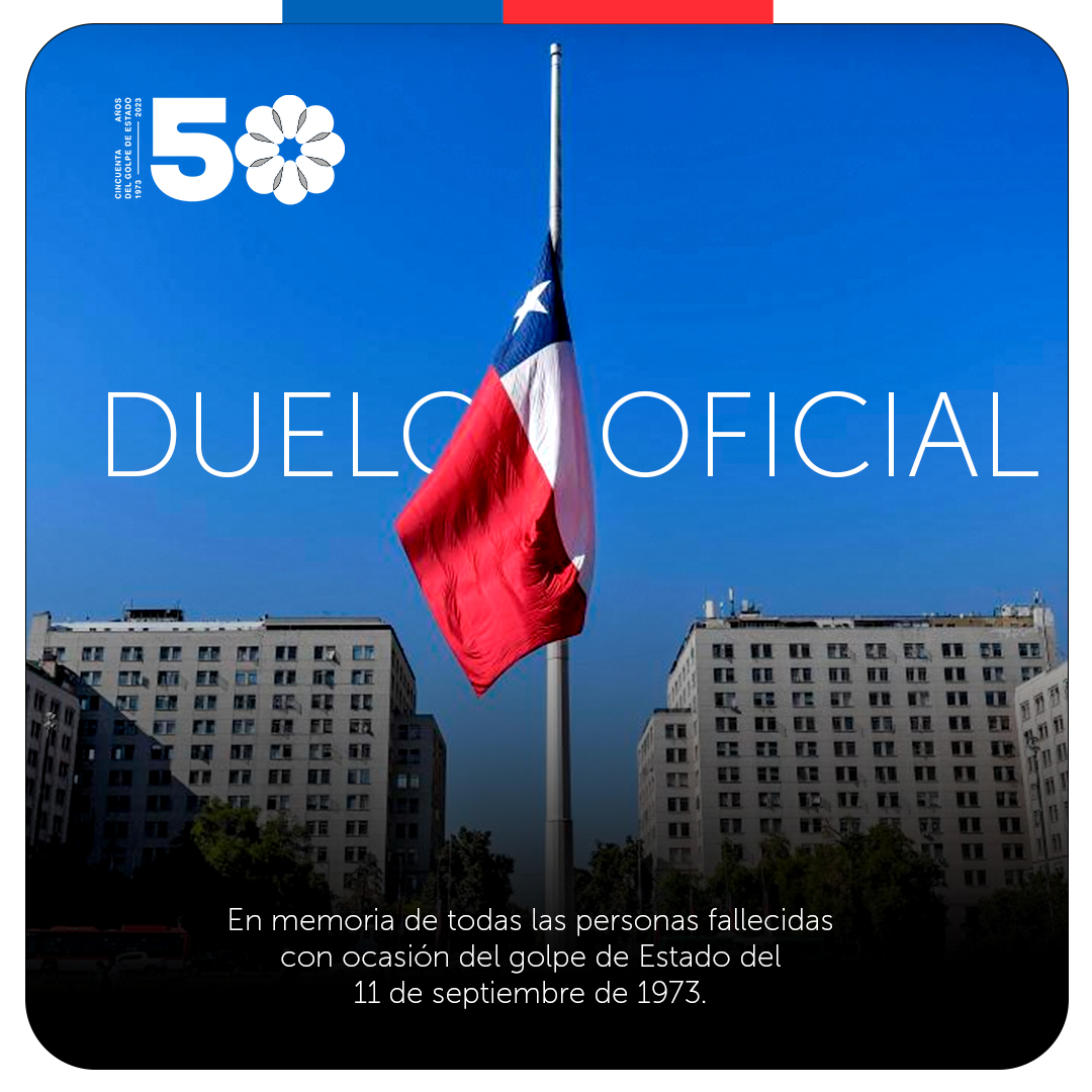 🌹 Para garantizar nuestra democracia es importante fortalecer la memoria.  Para que nunca más se vuelvan a repetir los errores y horrores del pasado hoy, lunes 11 de septiembre, rige duelo oficial en Chile
A #50AñosDelGolpe de Estado que la historia nos entregue los