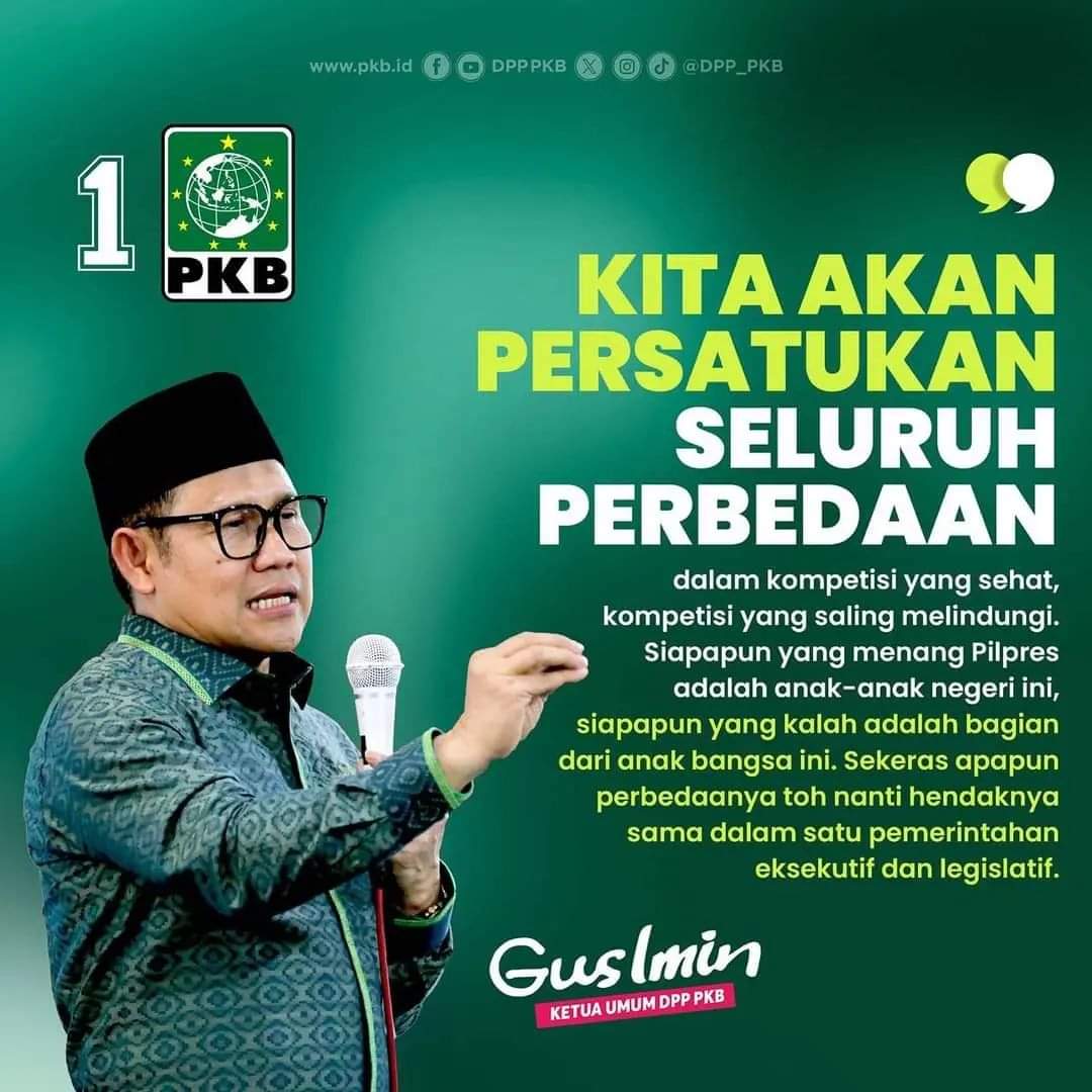 Berkompetisilah secara sehat, siapapun yang menang dan kalah nanti kita tetap satu keluarga Indonesia 🇮🇩
Repost @dpp_pkb
——
#GusIminPKBSatu
#pkbsatukanumat