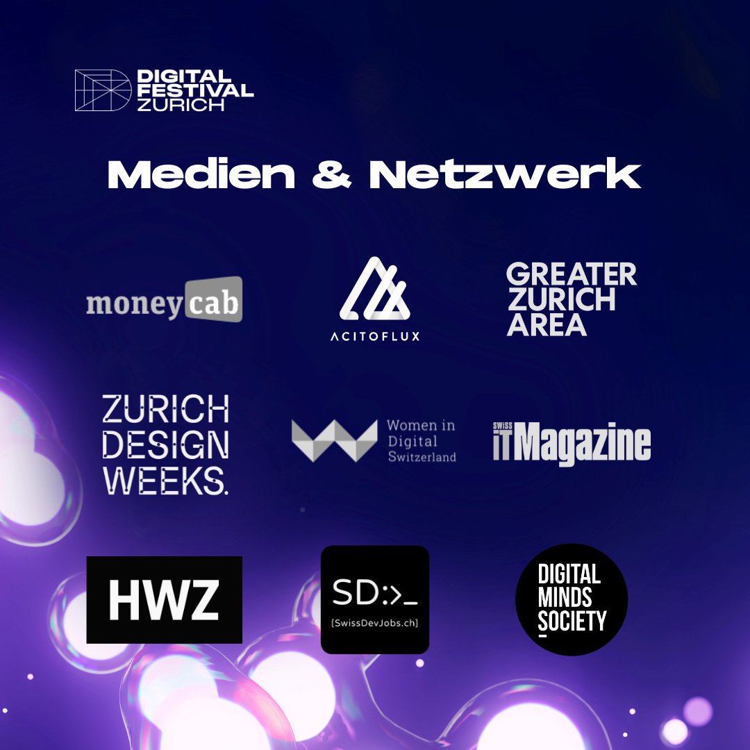 Wir freuen uns, unsere großartigen Netzwerk- und Medienpartner für das diesjährige Digital Festival vorzustellen! 🚀

#moneycab #acitoflux #GZA #ZurichDesignWeeks #WomenInDigital #SwissITMagazine #HWZ #SDJ #DigitalMindsSociety #digitalfestival #DiFe23 #dife #zurich #technology