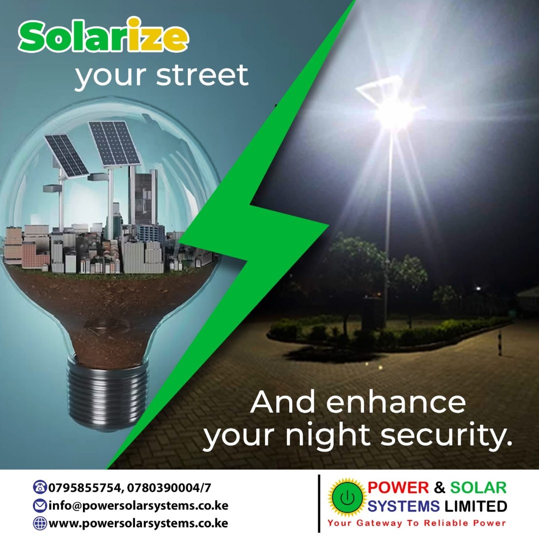 Solar streetlights are known for Sustainability, Efficiency and Reliability. Whether you would like to lighten up the streets, estate or your compound, our street lights options got you covered.
Contact us today: 0795855754
#RaymondOmollo
#williamruto
#Rigathi